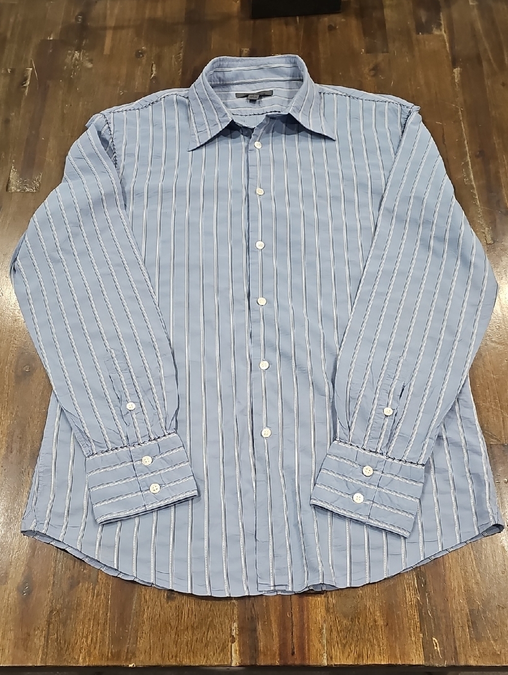 John Varvatos Light Blue Vertical Stripe Button Down Shirt